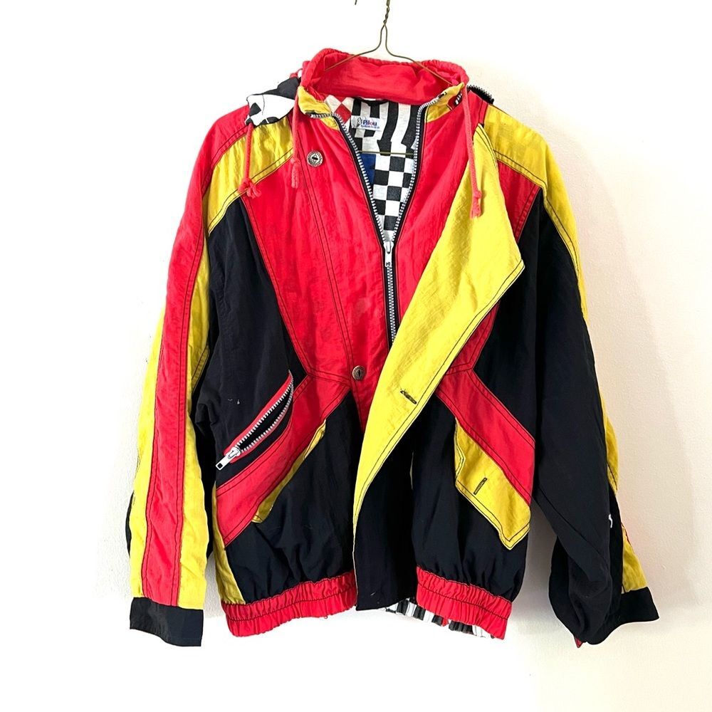 Pilou Vintage Colorblock Hooded Windbreaker racing style jacket